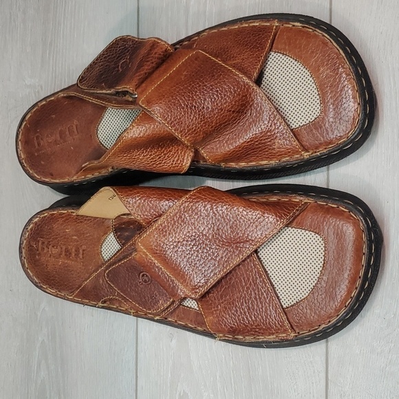 NEW Born Men Leather Crisscross Hook&loop Sandals shoes sz 11 - Picture 3 of 13